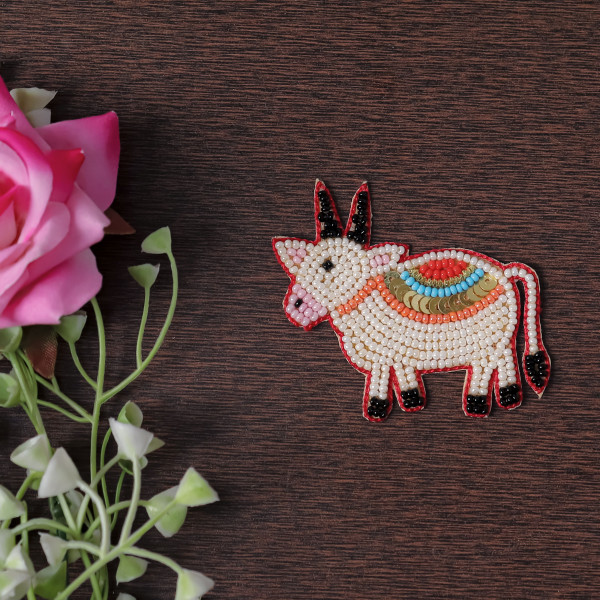 Pair Of Handcrafted Embroidered Cow Applique Patch