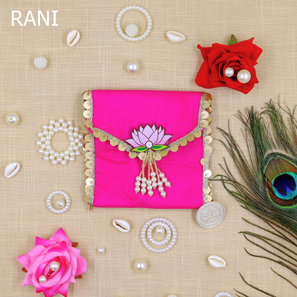 pack of 5pcs Vibrant Lotus Beadwork Coin Purse / Shagun Pouch