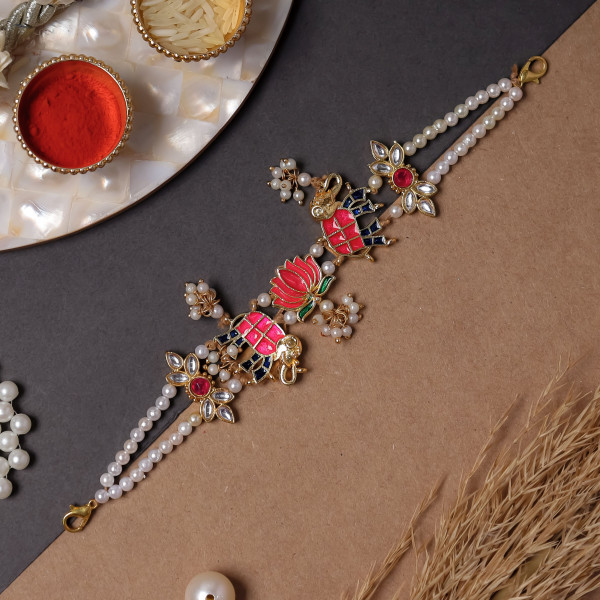 Handcrafted Beautiful Jewelry Bhai Rakhi – Elegant Designer Rakhi for Brother