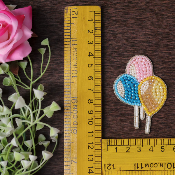 Pair of ✨ Whimsical Beaded Balloon Patch Applique – DIY Embroidered Motif
