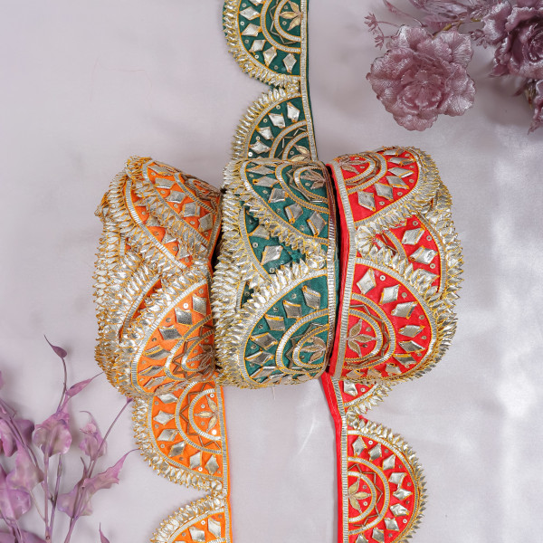Luxury Handcrafted Gota Patti Scallop Trim Border for Festive Wear & DIY Styling