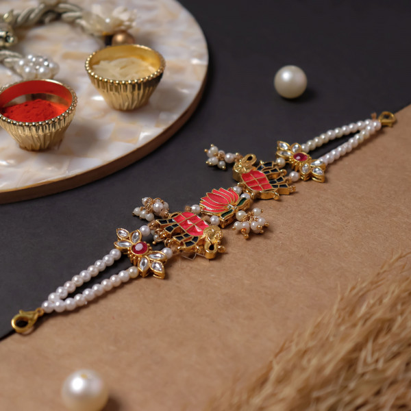 Handcrafted Beautiful Jewelry Bhai Rakhi – Elegant Designer Rakhi for Brother