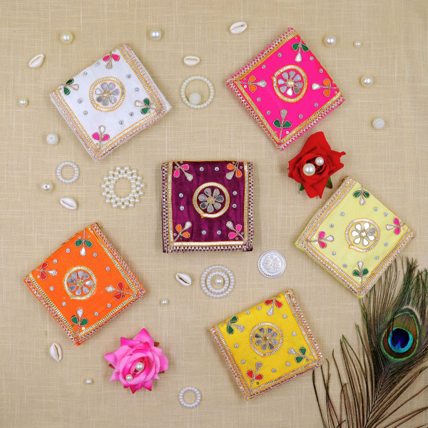 Pack of 5pc Handcrafted Gota Patti & Mirror Work Coin Pouch | Ethnic Indian Coin Purse