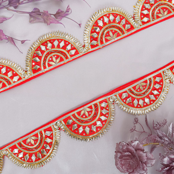 Luxury Handcrafted Gota Patti Scallop Trim Border for Festive Wear & DIY Styling