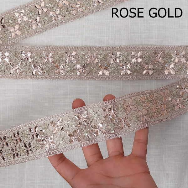 Tissue Gota Embroidery Lace Trim | Metallic Ribbon for Saree, Dupatta, and DIY Crafts