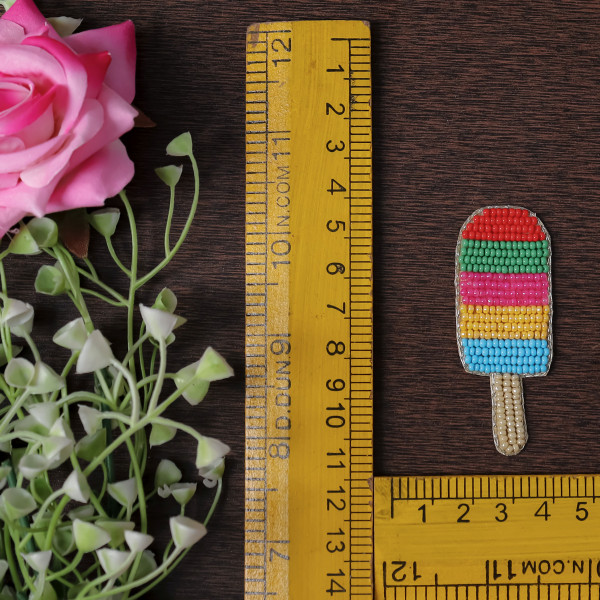 Beaded Ice Cream Patch Applique – Handmade DIY Craft Motif
