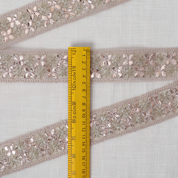 Tissue Gota Embroidery Lace Trim | Metallic Ribbon for Saree, Dupatta, and DIY Crafts