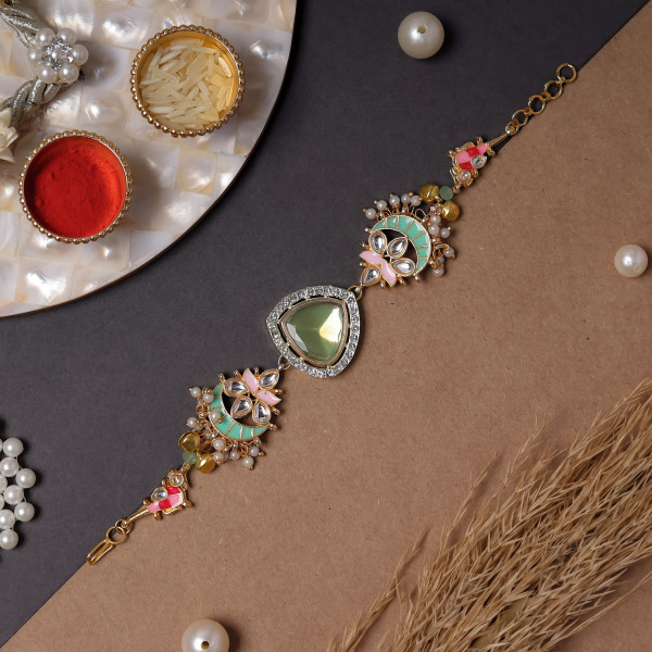 Luxury Designer Jewelled Rakhi for Brother (Bhai Rakhi)