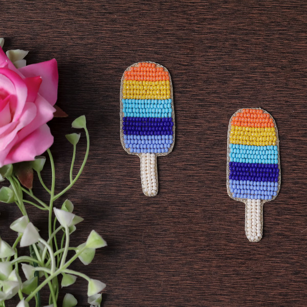 Beaded Ice Cream Patch Applique – Handmade DIY Craft Motif