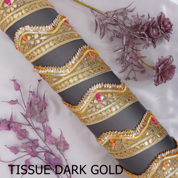 Premium Gota Patti Cut-Work Embroidered Lace Border for Sarees, Dupattas, and DIY Crafts