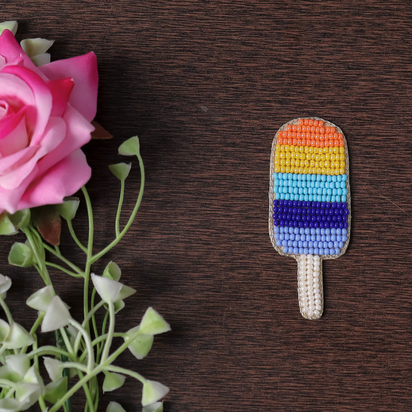 Beaded Ice Cream Patch Applique – Handmade DIY Craft Motif