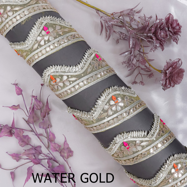 Premium Gota Patti Cut-Work Embroidered Lace Border for Sarees, Dupattas, and DIY Crafts