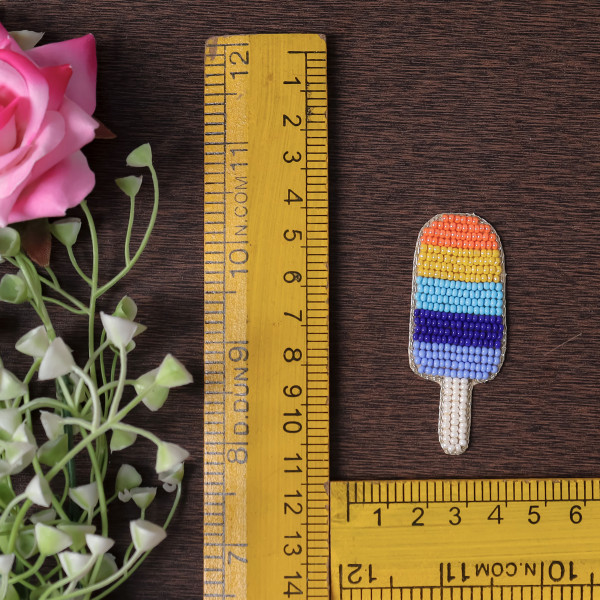 Beaded Ice Cream Patch Applique – Handmade DIY Craft Motif