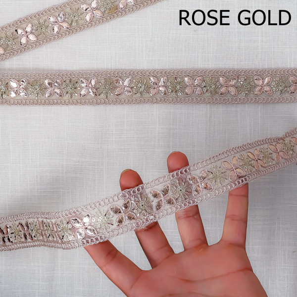 Tissue Gota Embroidered Saree Border | Metallic Craft Lace Trim for DIY Dupatta & Sewing