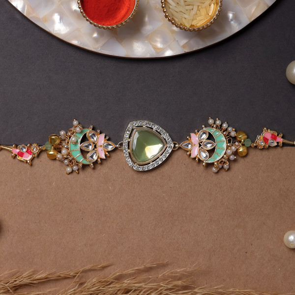 Luxury Designer Jewelled Rakhi for Brother (Bhai Rakhi)