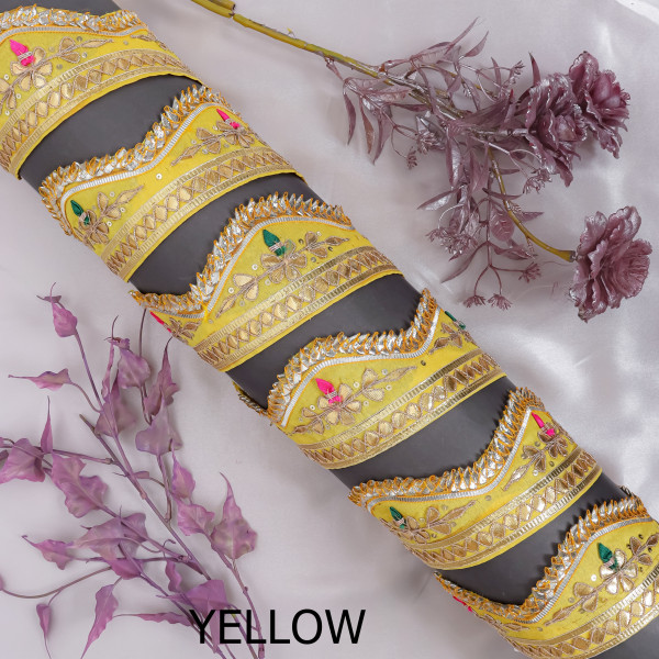 Premium Gota Patti Cut-Work Embroidered Lace Border for Sarees, Dupattas, and DIY Crafts