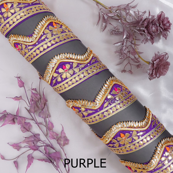 Premium Gota Patti Cut-Work Embroidered Lace Border for Sarees, Dupattas, and DIY Crafts