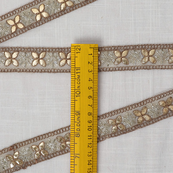 Tissue Gota Embroidered Saree Border | Metallic Craft Lace Trim for DIY Dupatta & Sewing