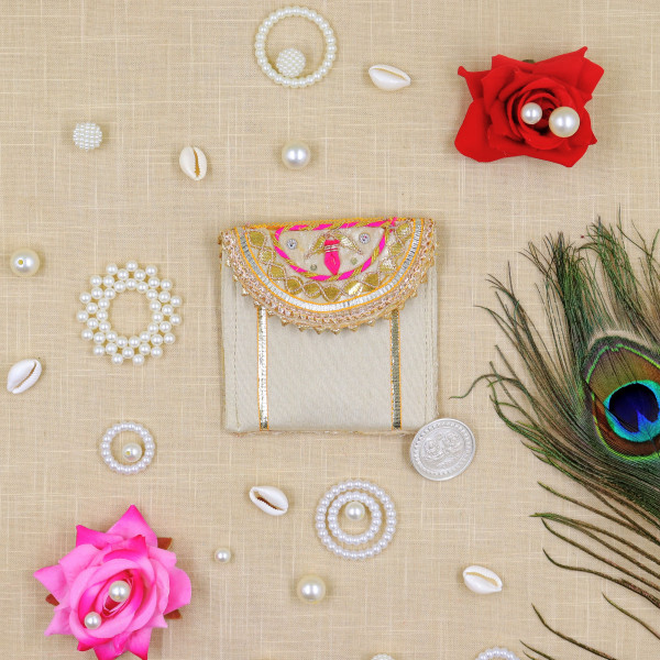 Pack of 5pc Handcrafted Gota Patti & Mirror Work Coin Pouch | Ethnic Indian Coin Purse