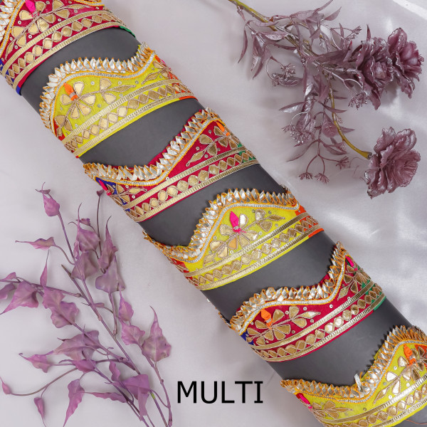 Premium Gota Patti Cut-Work Embroidered Lace Border for Sarees, Dupattas, and DIY Crafts