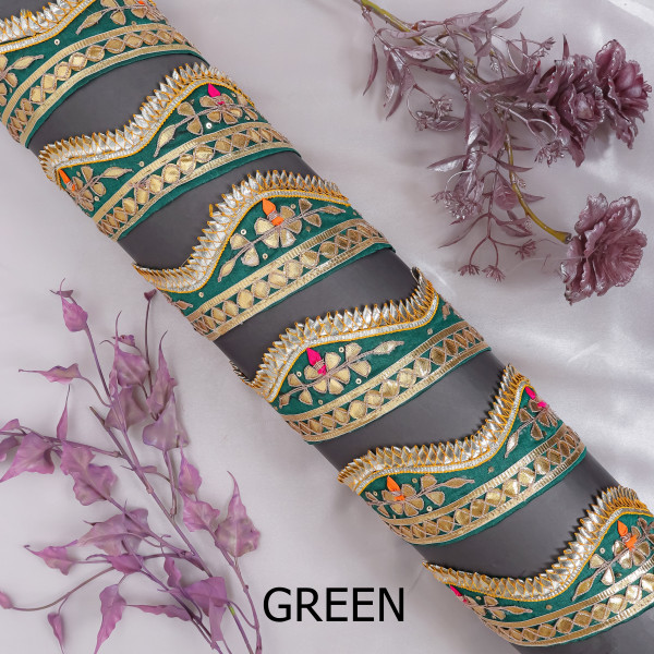 Premium Gota Patti Cut-Work Embroidered Lace Border for Sarees, Dupattas, and DIY Crafts