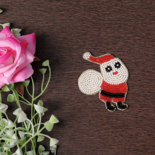 Pair Of Cute Beaded Mini Santa Claus Applique – DIY Christmas Patch