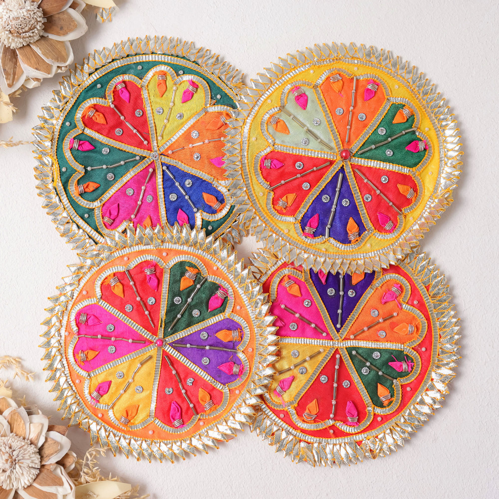 Image of Pack Of 10pcs Vibrant Gota Embellished Patchwork Motif for Dresses &amp; DIY Crafting