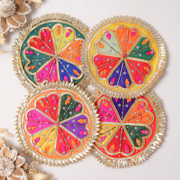 Pack Of 10pcs Vibrant Gota Embellished Patchwork Motif for Dresses & DIY Crafting