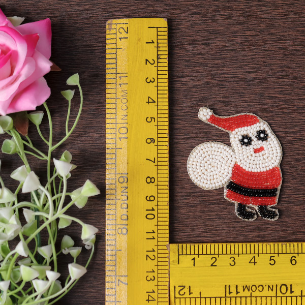Pair Of Cute Beaded Mini Santa Claus Applique – DIY Christmas Patch