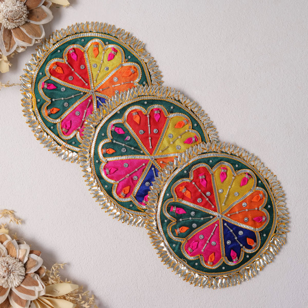 Pack Of 10pcs Vibrant Gota Embellished Patchwork Motif for Dresses & DIY Crafting