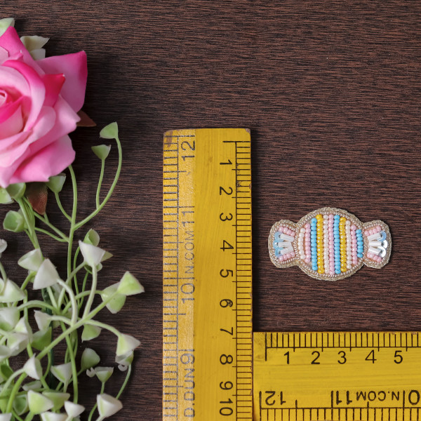 Pair OF Beaded Candy Toffee Applique Patch