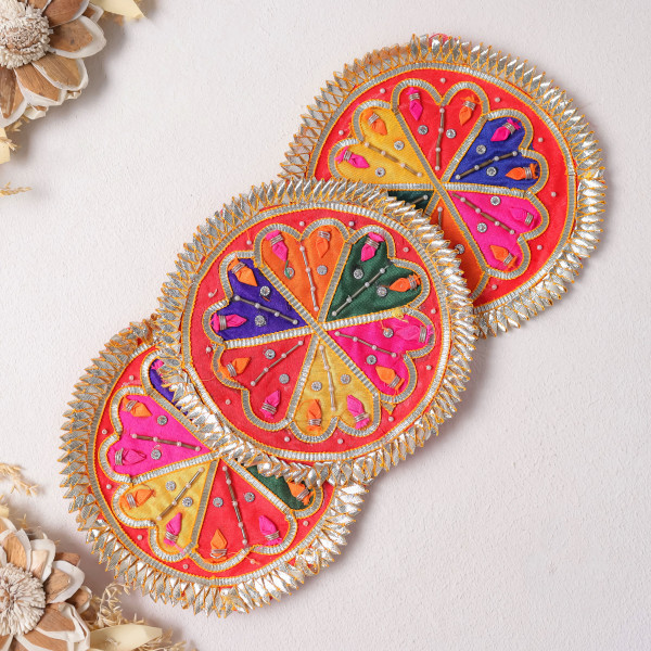 Pack Of 10pcs Vibrant Gota Embellished Patchwork Motif for Dresses & DIY Crafting
