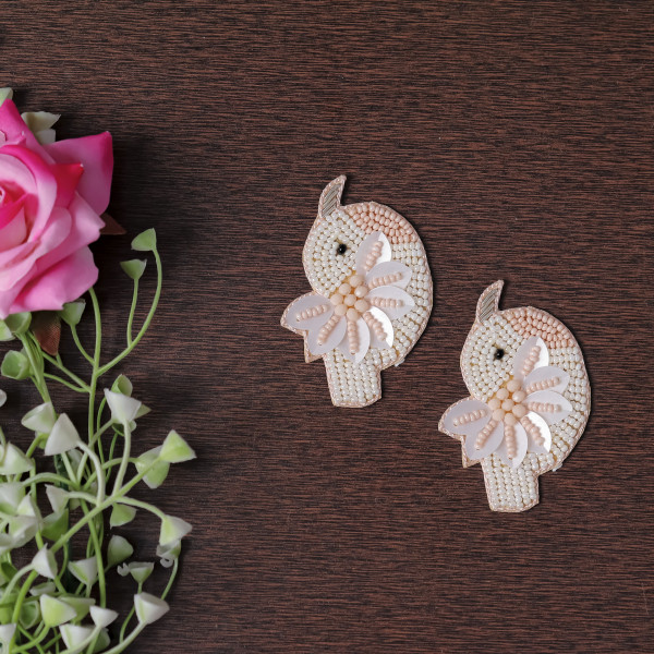 Pair Of Beaded Bird Applique – Embroidered Craft Patch