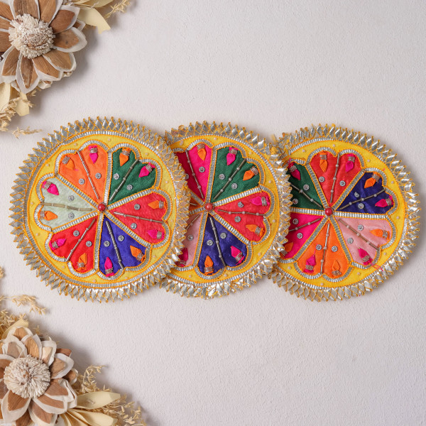 Pack Of 10pcs Vibrant Gota Embellished Patchwork Motif for Dresses & DIY Crafting