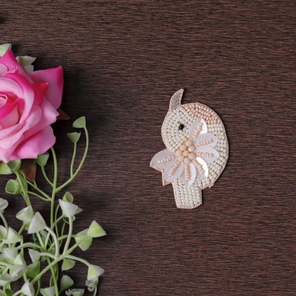 Pair Of Beaded Bird Applique – Embroidered Craft Patch