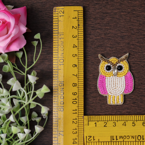 Pair of Handmade Beaded Owl Applique Motif