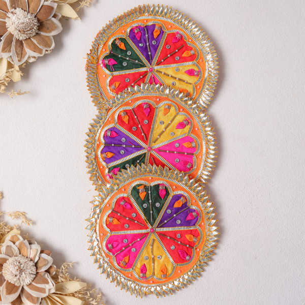 Pack Of 10pcs Vibrant Gota Embellished Patchwork Motif for Dresses & DIY Crafting
