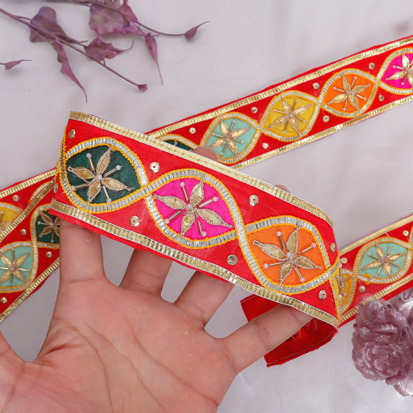 Premium Handwork Gota Patti Multi-Patchwork Lace Trim