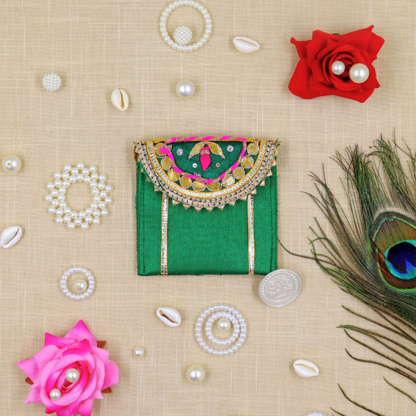 Pack of 5pc Handcrafted Gota Patti & Mirror Work Coin Pouch | Ethnic Indian Coin Purse