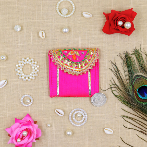 Pack of 5pc Handcrafted Gota Patti & Mirror Work Coin Pouch | Ethnic Indian Coin Purse