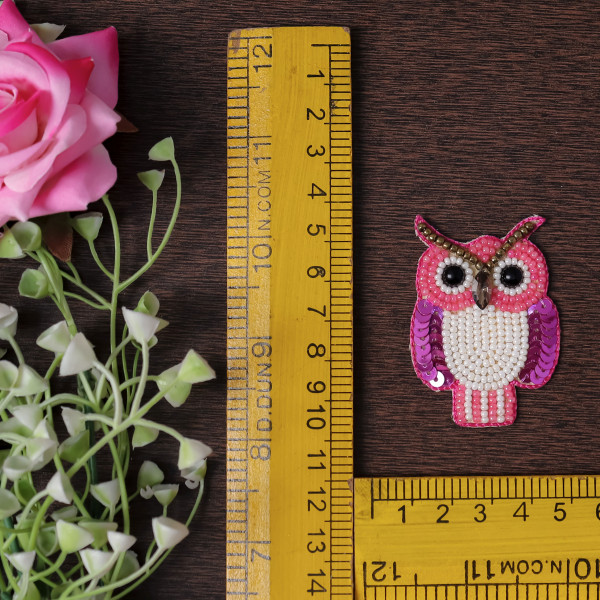 Pair of Handmade Beaded Owl Applique Motif