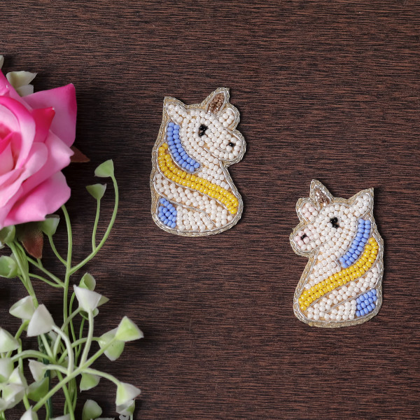 Pair Of Magical Beaded Seahorse Unicorn Patch – DIY Sew-On Applique