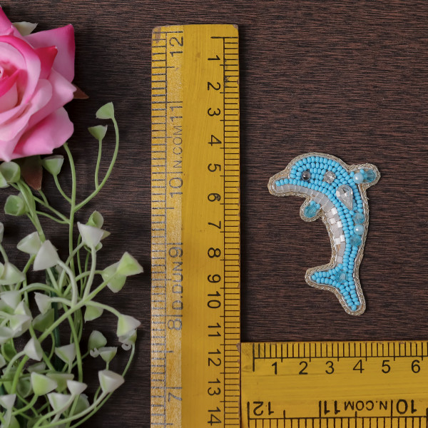 Handcrafted Dolphin Beaded Applique Patch
