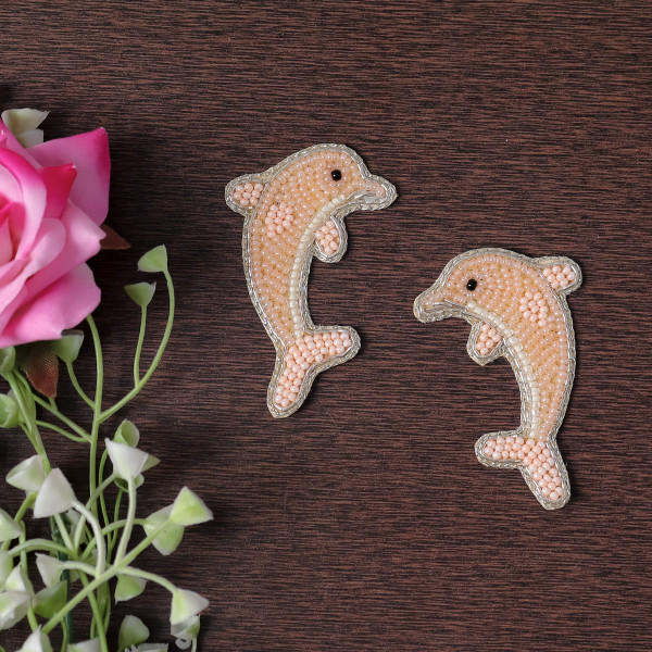 Handcrafted Dolphin Beaded Applique Patch