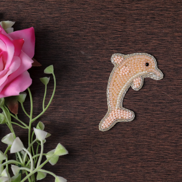 Handcrafted Dolphin Beaded Applique Patch