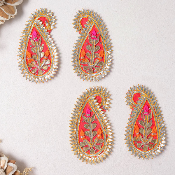 Pack Of 10Pcs Gota Patti Paisley Embellished Patch for Dresses & DIY
