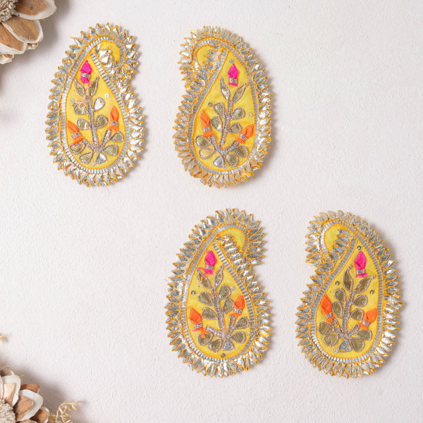 Pack Of 10Pcs Gota Patti Paisley Embellished Patch for Dresses & DIY