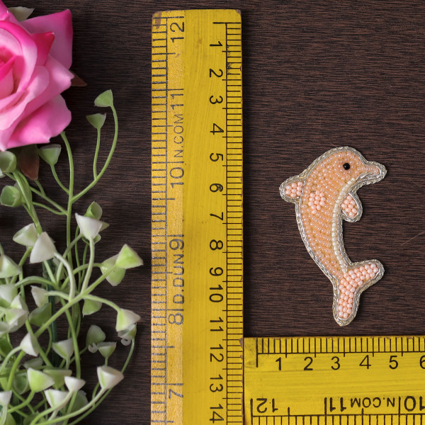 Handcrafted Dolphin Beaded Applique Patch