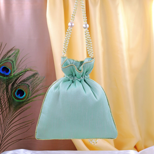 Luxury Beads & Mirror Work Embroidery Potli Bag