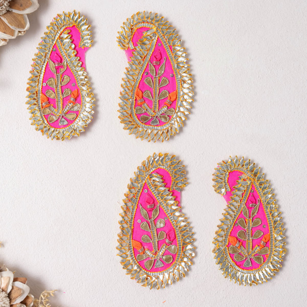 Pack Of 10Pcs Gota Patti Paisley Embellished Patch for Dresses & DIY